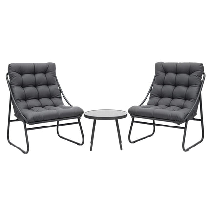 Gardeon 3PC Outdoor Bistro Set Patio Furniture Table and Chairs Steel Dining Chair.