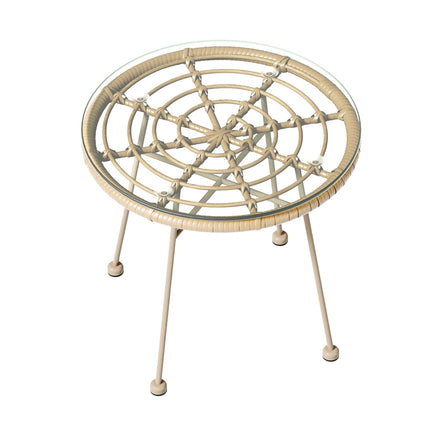 Gardeon 3PC Outdoor Bistro Set Patio Furniture Rope Setting Chairs Table Beige.