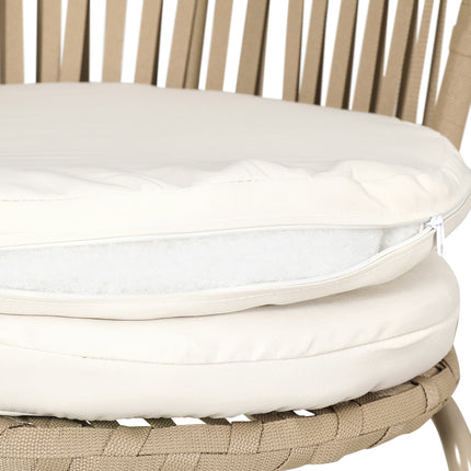 Gardeon 3PC Outdoor Bistro Set Patio Furniture Rope Setting Chairs Table Beige.