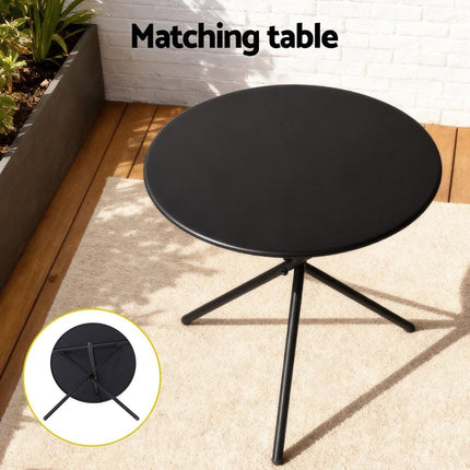 Gardeon 3PC Outdoor Bistro Set Table and Chairs Steel Dining Chair Patio Furniture Textilene.