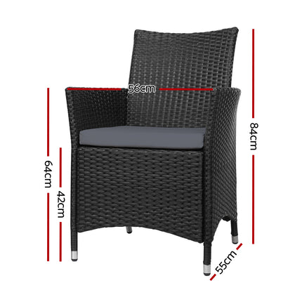Gardeon Outdoor Dining Chairs Patio Furniture Wicker Garden Cushion Idris 2PC.