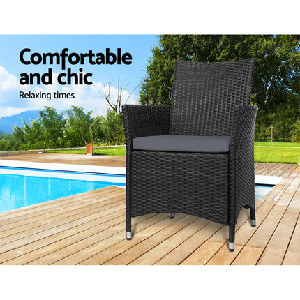 Gardeon Outdoor Dining Chairs Patio Furniture Wicker Garden Cushion Idris 2PC.