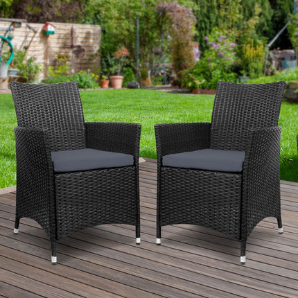 Gardeon Outdoor Dining Chairs Patio Furniture Wicker Garden Cushion Idris 2PC.
