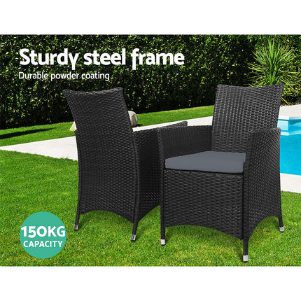 Gardeon Outdoor Dining Chairs Patio Furniture Wicker Garden Cushion Idris 2PC.