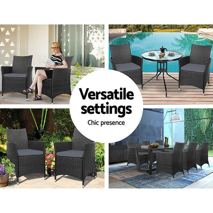 Gardeon Outdoor Dining Chairs Patio Furniture Wicker Garden Cushion Idris 2PC.
