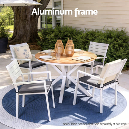 Gardeon 4PC Outdoor Dining Chairs Stackable Aluminum Lounge Chair Patio Furniture.