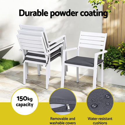 Gardeon 4PC Outdoor Dining Chairs Stackable Aluminum Lounge Chair Patio Furniture.