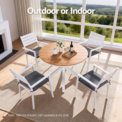 Gardeon 4PC Outdoor Dining Chairs Stackable Aluminum Lounge Chair Patio Furniture.