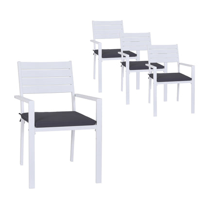 Gardeon 4PC Outdoor Dining Chairs Stackable Aluminum Lounge Chair Patio Furniture.
