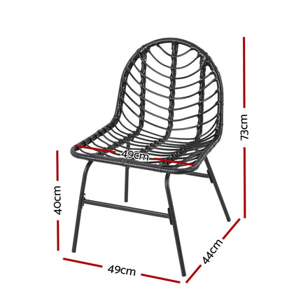 Gardeon 2x Outdoor Chairs Dining Chair Lounge Wicker Patio Furniture Black.