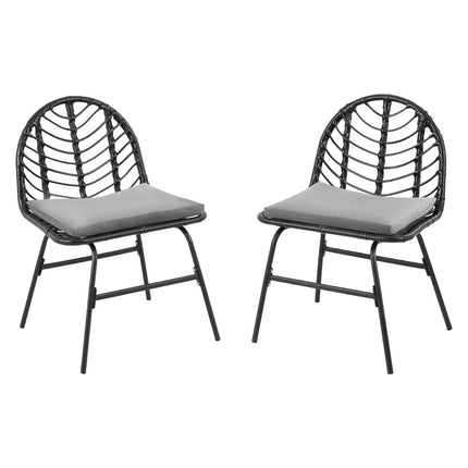 Gardeon 2x Outdoor Chairs Dining Chair Lounge Wicker Patio Furniture Black.