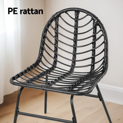 Gardeon 2x Outdoor Chairs Dining Chair Lounge Wicker Patio Furniture Black.