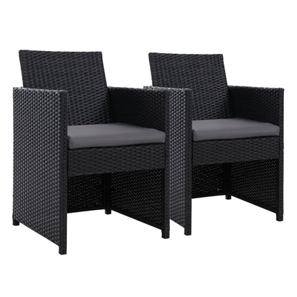 Gardeon 2PC Outdoor Dining Chairs Patio Furniture Wicker Garden Cushion Hugo.