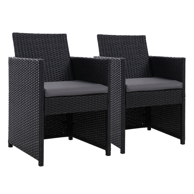 Gardeon 2PC Outdoor Dining Chairs Patio Furniture Wicker Garden Cushion Hugo.