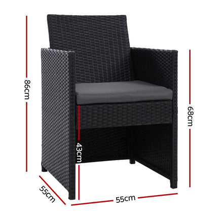Gardeon 2PC Outdoor Dining Chairs Patio Furniture Wicker Garden Cushion Hugo.