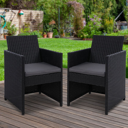 Gardeon 2PC Outdoor Dining Chairs Patio Furniture Wicker Garden Cushion Hugo.