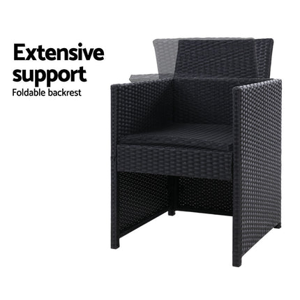 Gardeon 2PC Outdoor Dining Chairs Patio Furniture Wicker Garden Cushion Hugo.