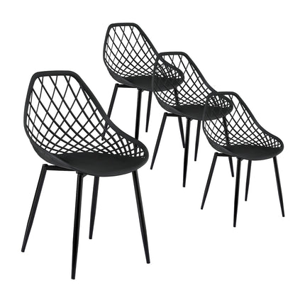 Gardeon 4PC Outdoor Dining Chairs PP Lounge Chair Patio Garden Furniture Black.