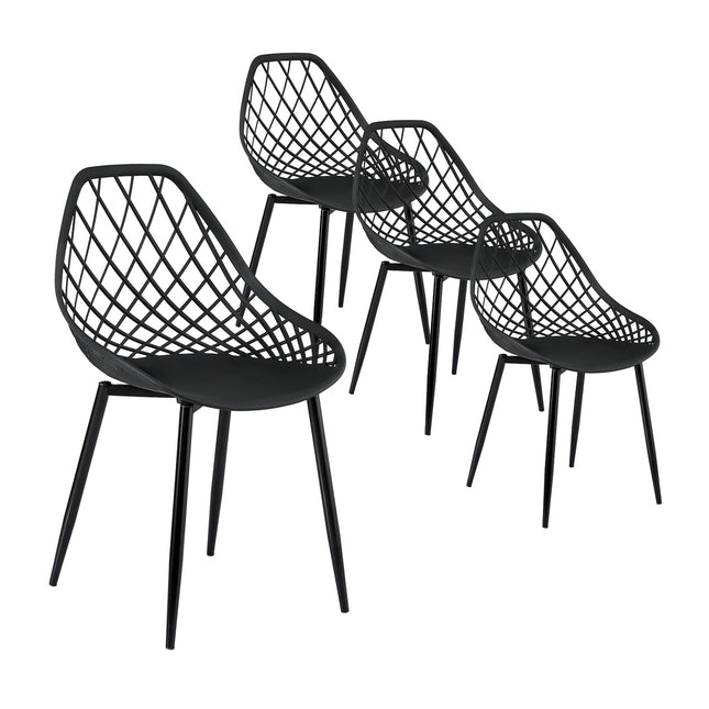 Gardeon 4PC Outdoor Dining Chairs PP Lounge Chair Patio Garden Furniture Black.