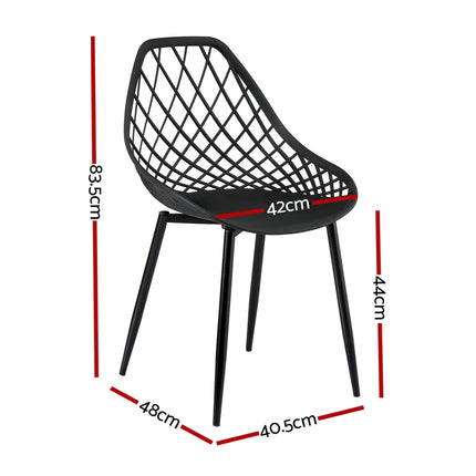 Gardeon 4PC Outdoor Dining Chairs PP Lounge Chair Patio Garden Furniture Black.