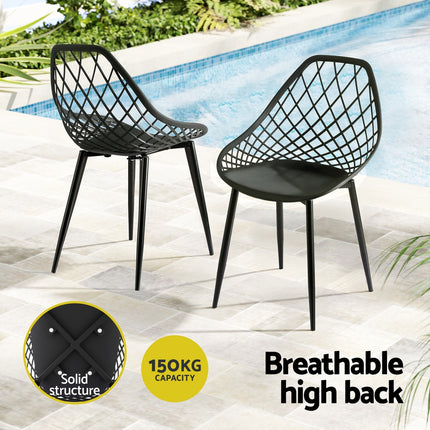 Gardeon 4PC Outdoor Dining Chairs PP Lounge Chair Patio Garden Furniture Black.
