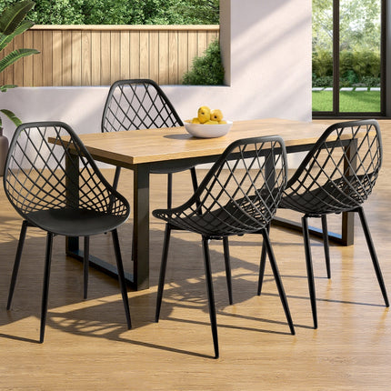 Gardeon 4PC Outdoor Dining Chairs PP Lounge Chair Patio Garden Furniture Black.