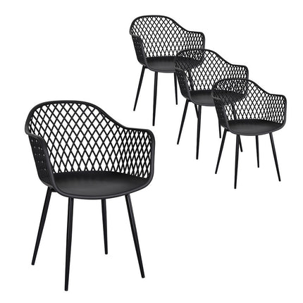 Gardeon 4PC Outdoor Dining Chairs PP Lounge Chair Patio Furniture Garden Black.