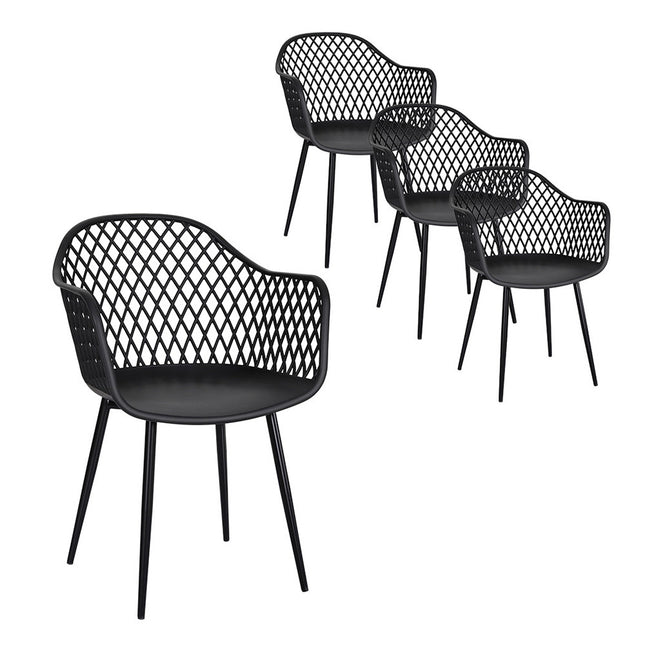 Gardeon 4PC Outdoor Dining Chairs PP Lounge Chair Patio Furniture Garden Black.