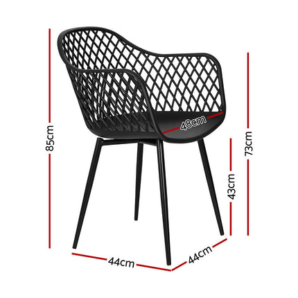 Gardeon 4PC Outdoor Dining Chairs PP Lounge Chair Patio Furniture Garden Black.