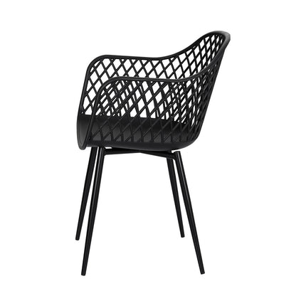 Gardeon 4PC Outdoor Dining Chairs PP Lounge Chair Patio Furniture Garden Black.