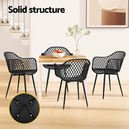 Gardeon 4PC Outdoor Dining Chairs PP Lounge Chair Patio Furniture Garden Black.