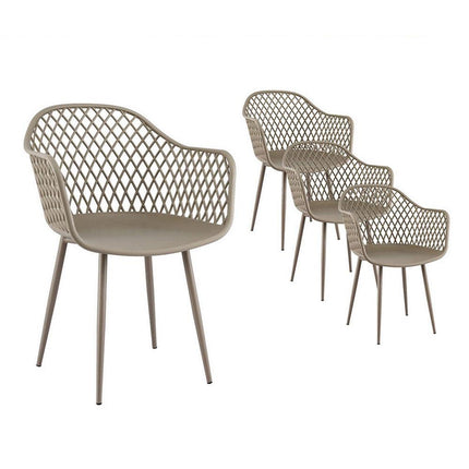 Gardeon 4PC Outdoor Dining Chairs PP Lounge Chair Patio Furniture Garden Coffee.