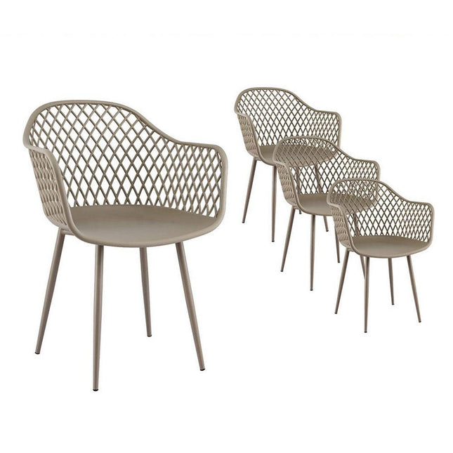 Gardeon 4PC Outdoor Dining Chairs PP Lounge Chair Patio Furniture Garden Coffee.