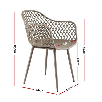 Gardeon 4PC Outdoor Dining Chairs PP Lounge Chair Patio Furniture Garden Coffee.
