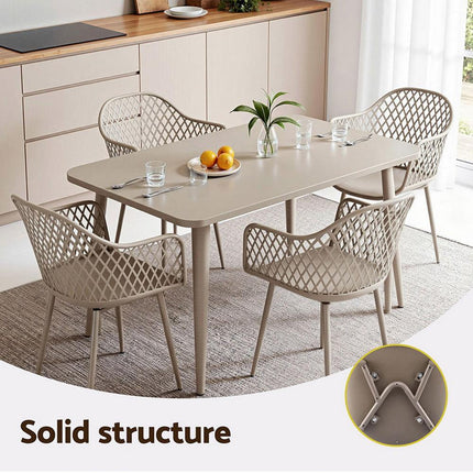 Gardeon 4PC Outdoor Dining Chairs PP Lounge Chair Patio Furniture Garden Coffee.