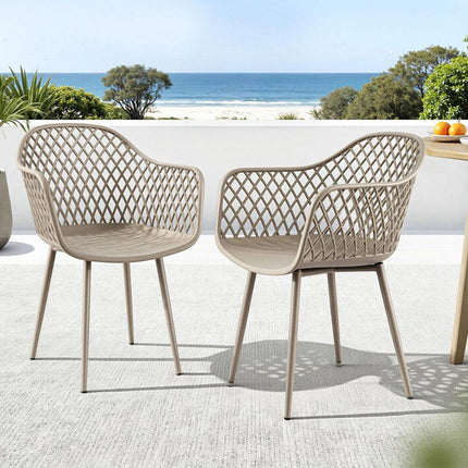 Gardeon 4PC Outdoor Dining Chairs PP Lounge Chair Patio Furniture Garden Coffee.