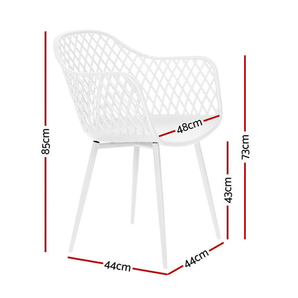 Gardeon 4PC Outdoor Dining Chairs PP Lounge Chair Patio Furniture Garden White.