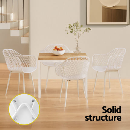 Gardeon 4PC Outdoor Dining Chairs PP Lounge Chair Patio Furniture Garden White.