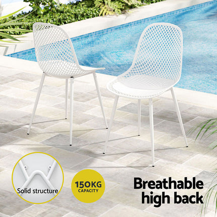 Gardeon 4PC Outdoor Dining Chairs PP Lounge Chair Patio Garden Furniture White.