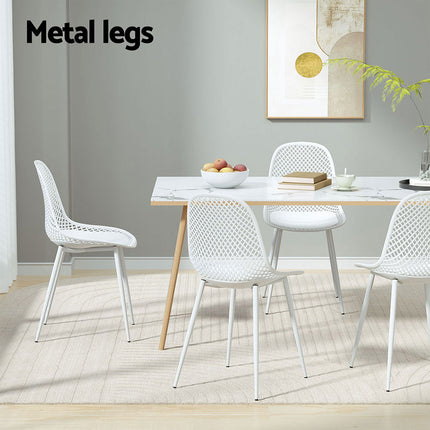 Gardeon 4PC Outdoor Dining Chairs PP Lounge Chair Patio Garden Furniture White.