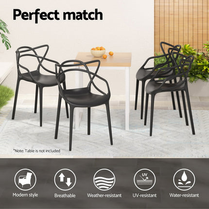 Gardeon 4PC Outdoor Dining Chairs PP Portable Stackable Chair Patio Furniture.