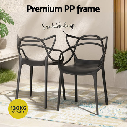 Gardeon 4PC Outdoor Dining Chairs PP Portable Stackable Chair Patio Furniture.