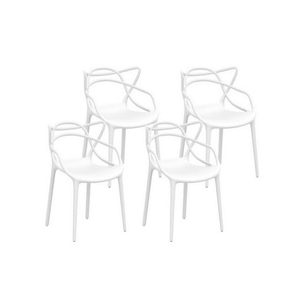 Gardeon 4PC Outdoor Dining Chairs PP Portable Stackable Chair Patio Furniture White.