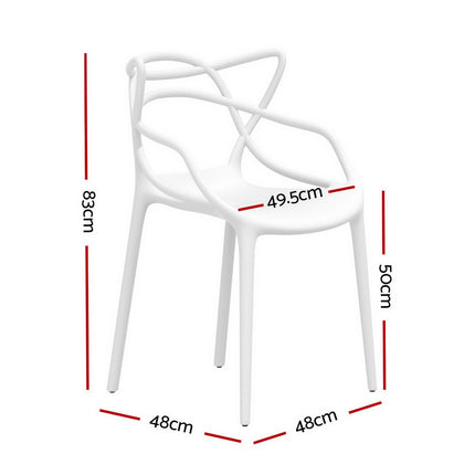Gardeon 4PC Outdoor Dining Chairs PP Portable Stackable Chair Patio Furniture White.