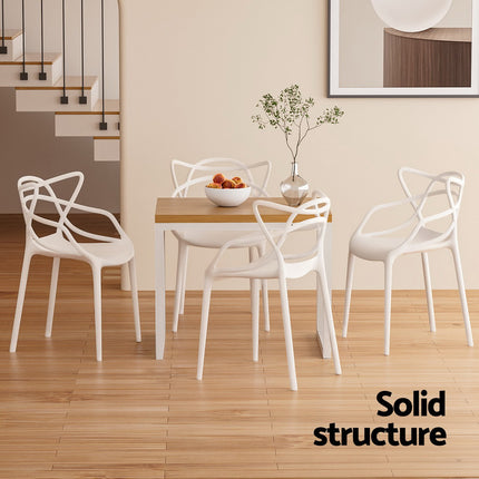Gardeon 4PC Outdoor Dining Chairs PP Portable Stackable Chair Patio Furniture White.