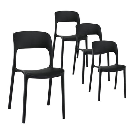 Gardeon 4PC Outdoor Dining Chairs Stackable PP Patio Chair Garden Furniture Black.