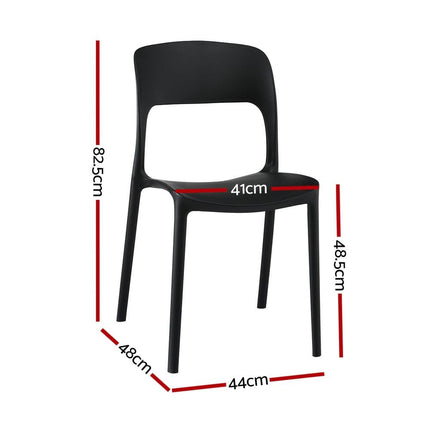 Gardeon 4PC Outdoor Dining Chairs Stackable PP Patio Chair Garden Furniture Black.