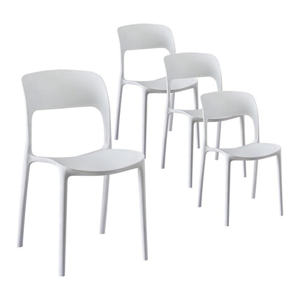 Gardeon 4PC Outdoor Dining Chairs Stackable PP Patio Chair Garden Furniture White.