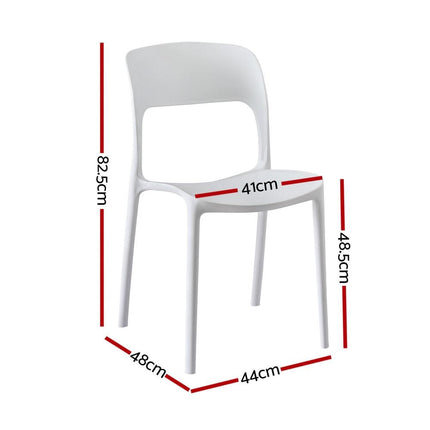 Gardeon 4PC Outdoor Dining Chairs Stackable PP Patio Chair Garden Furniture White.