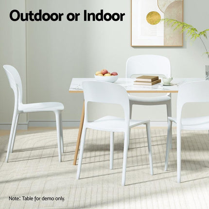 Gardeon 4PC Outdoor Dining Chairs Stackable PP Patio Chair Garden Furniture White.